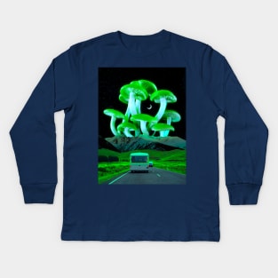 Green Mushrooms (Trippyland) Kids Long Sleeve T-Shirt